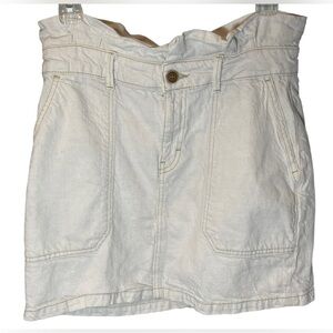 Free People Splendor in Grass Cream Paper Bag Denim Skirt Size 8 EUC